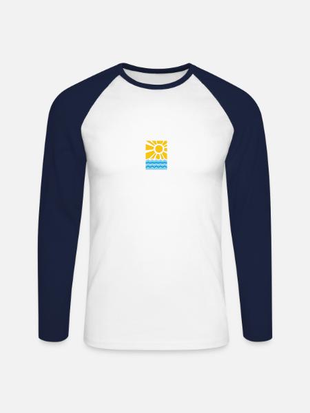 Sommer - Unisex Baseballshirt langarm - Weiß/Navy