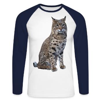 Lynx - T-shirt baseball manches longues Homme - blanc/marine - Devant - Nik (191cm)