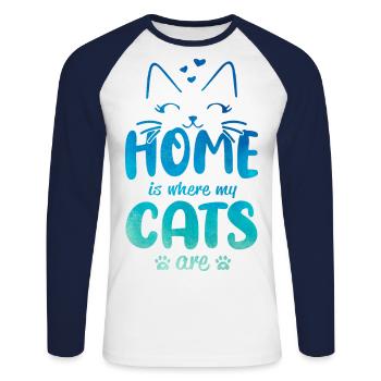 Home Is Where Cats Are Cat Lover Cat Trainer Cat O - Unisex Baseballshirt langarm - Weiß/Navy - Vorne - Nik (191cm)