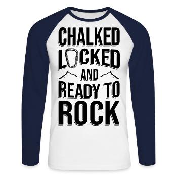 Chalked Locked And Ready To Rock Rock Climber Boul - Unisex Baseballshirt langarm - Weiß/Navy - Vorne - Nik (191cm)