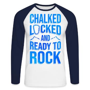 Chalked Locked And Ready To Rock Rock Climber Boul - Unisex Baseballshirt langarm - Weiß/Navy - Vorne - Nik (191cm)