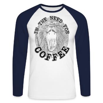 in the need for coffe black - Unisex Baseballshirt langarm - Weiß/Navy - Vorne - Nik (191cm)
