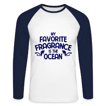Apnoetaucher Freitaucher Taucher - Unisex Baseballshirt langarm - Weiß/Navy - Vorne - Nik (191cm)
