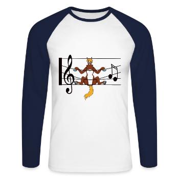 Pferd liebt Musik und ist glücklich - Unisex Baseballshirt langarm - Weiß/Navy - Vorne - Nik (191cm)