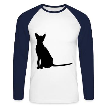 Katze Sphynx Katze Katzenmama Katzen Liebhaber - Unisex Baseballshirt langarm - Weiß/Navy - Vorne - Nik (191cm)