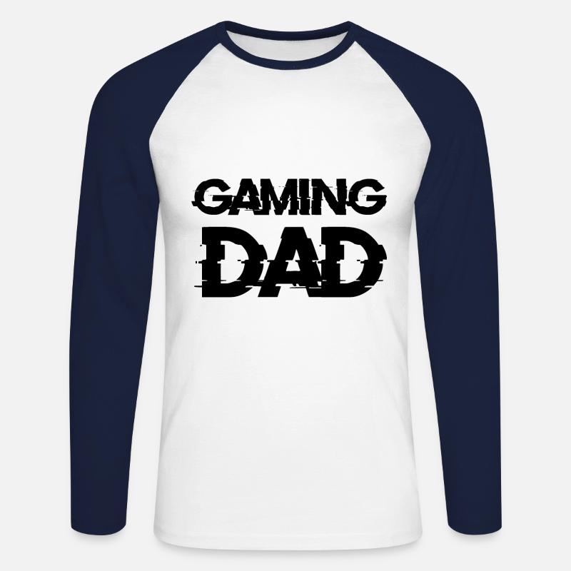 Gaming DAD Idee Geschenk w - Unisex Baseballshirt langarm - Weiß/Navy