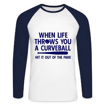 Baseball - Unisex Baseballshirt langarm - Weiß/Navy - Vorne - Nik (191cm)