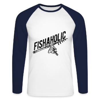 Angler Spruch zum Angeln Angel - Unisex Baseballshirt langarm - Weiß/Navy - Vorne - Nik (191cm)