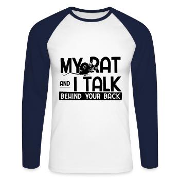 Nagetier Maus Ratte - Unisex Baseballshirt langarm - Weiß/Navy - Vorne - Nik (191cm)