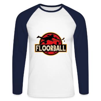 Joueur de Floorball Floorball Floorball - T-shirt baseball manches longues Homme - blanc/marine - Devant - Nik (191cm)