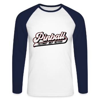 Farben änderbar | Pinball | Flipper Retro Game - Unisex Baseballshirt langarm - Weiß/Navy - Vorne - Nik (191cm)