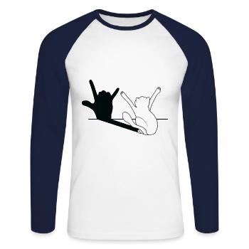 I love you with cat - shadow play - Unisex Long Sleeve Baseball T-Shirt - white/navy - Front - Nik (191cm)