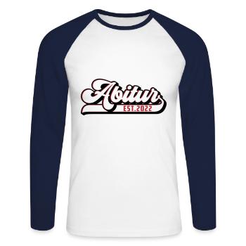 Farben änderbar | Abitur 2022 - Unisex Baseballshirt langarm - Weiß/Navy - Vorne - Nik (191cm)