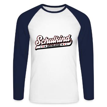 Schulkind Erstklassig | Farben änderbar - Unisex Baseballshirt langarm - Weiß/Navy - Vorne - Nik (191cm)