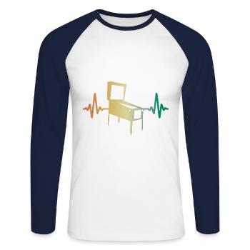 Heartbeat Pinball Pinball Pulse - T-shirt baseball manches longues Homme - blanc/marine - Devant - Nik (191cm)
