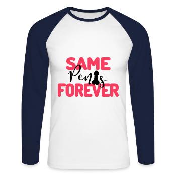 Same Penis Forever Bachelor Party Party - Unisex Long Sleeve Baseball T-Shirt - white/navy - Front - Nik (191cm)