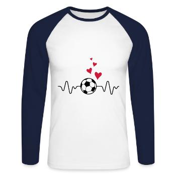 coeur de pouls de football - T-shirt baseball manches longues Homme - blanc/marine - Devant - Nik (191cm)