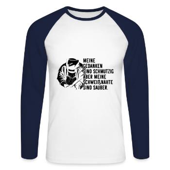 Schweißer Schweißen Schmutzig - Unisex Baseballshirt langarm - Weiß/Navy - Vorne - Nik (191cm)