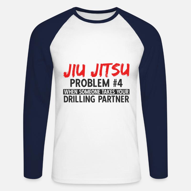 BJJ Jiu Jitsu - Unisex Baseballshirt langarm - Weiß/Navy