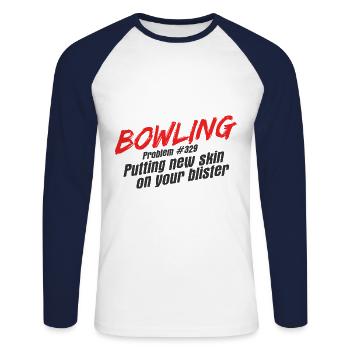Bowling - Unisex Baseballshirt langarm - Weiß/Navy - Vorne - Nik (191cm)