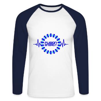 Fusion Energy | Farben änderbar - Unisex Baseballshirt langarm - Weiß/Navy - Vorne - Nik (191cm)