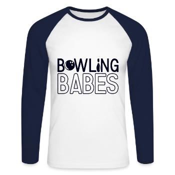 Bowling - Unisex Baseballshirt langarm - Weiß/Navy - Vorne - Nik (191cm)