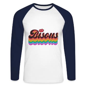 Bisous Kuss küssen Love Valentinstag - Unisex Baseballshirt langarm - Weiß/Navy - Vorne - Nik (191cm)