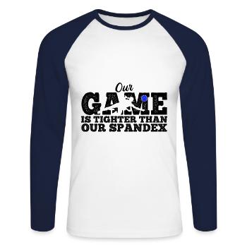 Volleyballer Spruch Für Volleyballspiel Volleyball - Unisex Baseballshirt langarm - Weiß/Navy - Vorne - Nik (191cm)