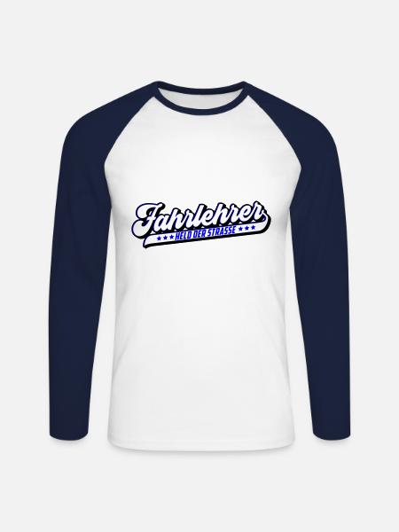 Fahrlehrer Held der Straße | Farben änderbar - Unisex Baseballshirt langarm - Weiß/Navy