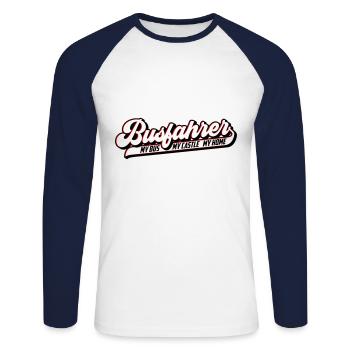 Busfahrer | Farben änderbar - Unisex Baseballshirt langarm - Weiß/Navy - Vorne - Nik (191cm)
