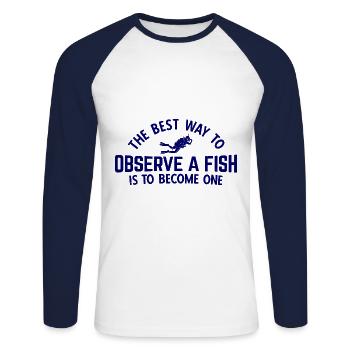 Apnoetaucher Freitaucher Taucher - Unisex Baseballshirt langarm - Weiß/Navy - Vorne - Nik (191cm)