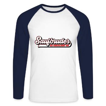 Farben änderbar | Saufbruder Saufen Bro - Unisex Baseballshirt langarm - Weiß/Navy - Vorne - Nik (191cm)