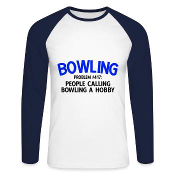 Bowling - Unisex Baseballshirt langarm - Weiß/Navy - Vorne - Nik (191cm)