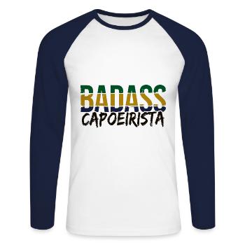 Capoeira - Unisex Baseballshirt langarm - Weiß/Navy - Vorne - Nik (191cm)
