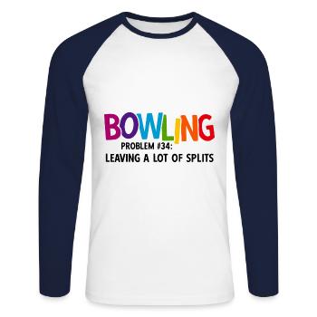 Bowling - Unisex Baseballshirt langarm - Weiß/Navy - Vorne - Nik (191cm)