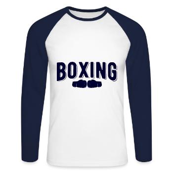 Boxsport Boxing - Unisex Baseballshirt langarm - Weiß/Navy - Vorne - Nik (191cm)