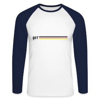 ger allemagne drapeau ligne - T-shirt baseball manches longues Homme - blanc/marine - Devant - Nik (191cm)
