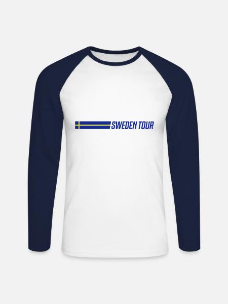 Schweden Fahne Reise - Unisex Baseballshirt langarm - Weiß/Navy