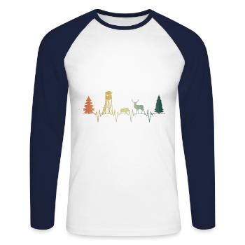 Hunter High Heartbeat Pulse - Unisex Long Sleeve Baseball T-Shirt - white/navy - Front - Nik (191cm)