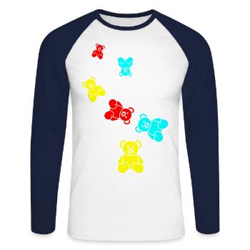 Teddy bear bear - Unisex Long Sleeve Baseball T-Shirt - white/navy - Front - Nik (191cm)
