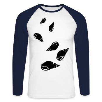 Symbole de coquille - T-shirt baseball manches longues Homme - blanc/marine - Devant - Nik (191cm)