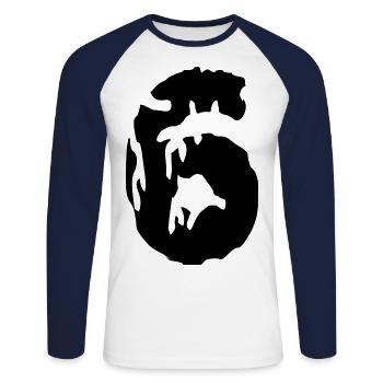 Maillot 6 numéros - T-shirt baseball manches longues Homme - blanc/marine - Devant - Nik (191cm)