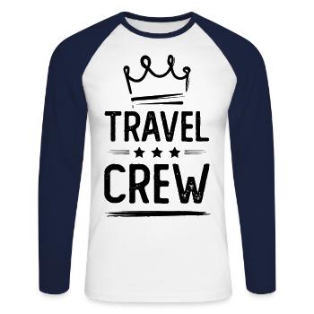 Travel Crew - Unisex Baseballshirt langarm - Weiß/Navy - Vorne - Nik (191cm)