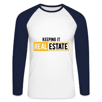 Immobilien-Händler Für Immobilien-Makler - Unisex Baseballshirt langarm - Weiß/Navy - Vorne - Nik (191cm)