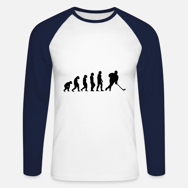 Eishockey Evolution II - Unisex Baseballshirt langarm - Weiß/Navy