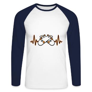 Herzschlag Skater Skateboard Skate - Unisex Baseballshirt langarm - Weiß/Navy - Vorne - Nik (191cm)