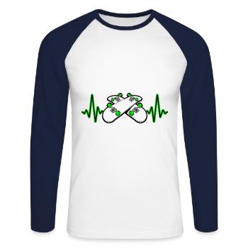 Herzschlag Skater Skateboard Skate - Unisex Baseballshirt langarm - Weiß/Navy - Vorne - Nik (191cm)