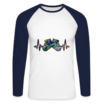 Herzschlag Skater Skateboard Skaten - Unisex Baseballshirt langarm - Weiß/Navy - Vorne - Nik (191cm)