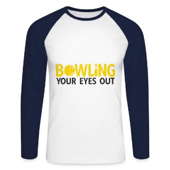 Bowling - Unisex Baseballshirt langarm - Weiß/Navy - Vorne - Nik (191cm)