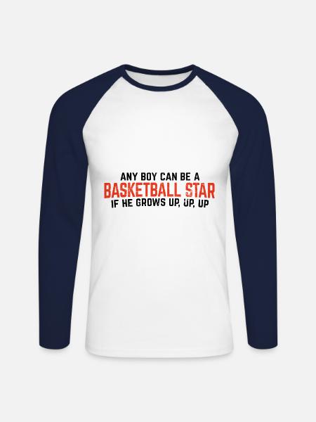 Basketball - Unisex Baseballshirt langarm - Weiß/Navy